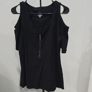Torrid Black Top with Cold Shoulder Plus Size 1